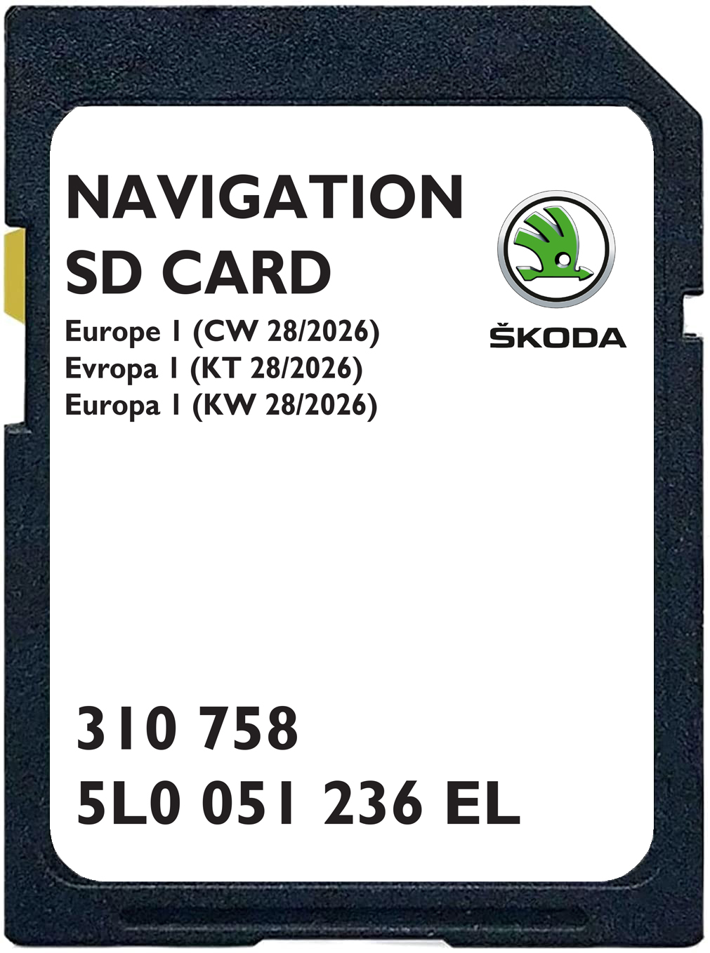 Skoda Amundsen MIB2 SD Karte Europa 32GB | Teilenummer: 5L0051236EL