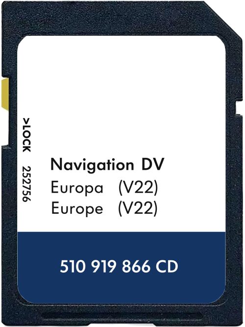 VOLKSWAGEN NV DISCOVER PRO / ŠKODA COLUMBUS V22 SD-Karte Europa 64GB | Teilenummer: 510919866CD